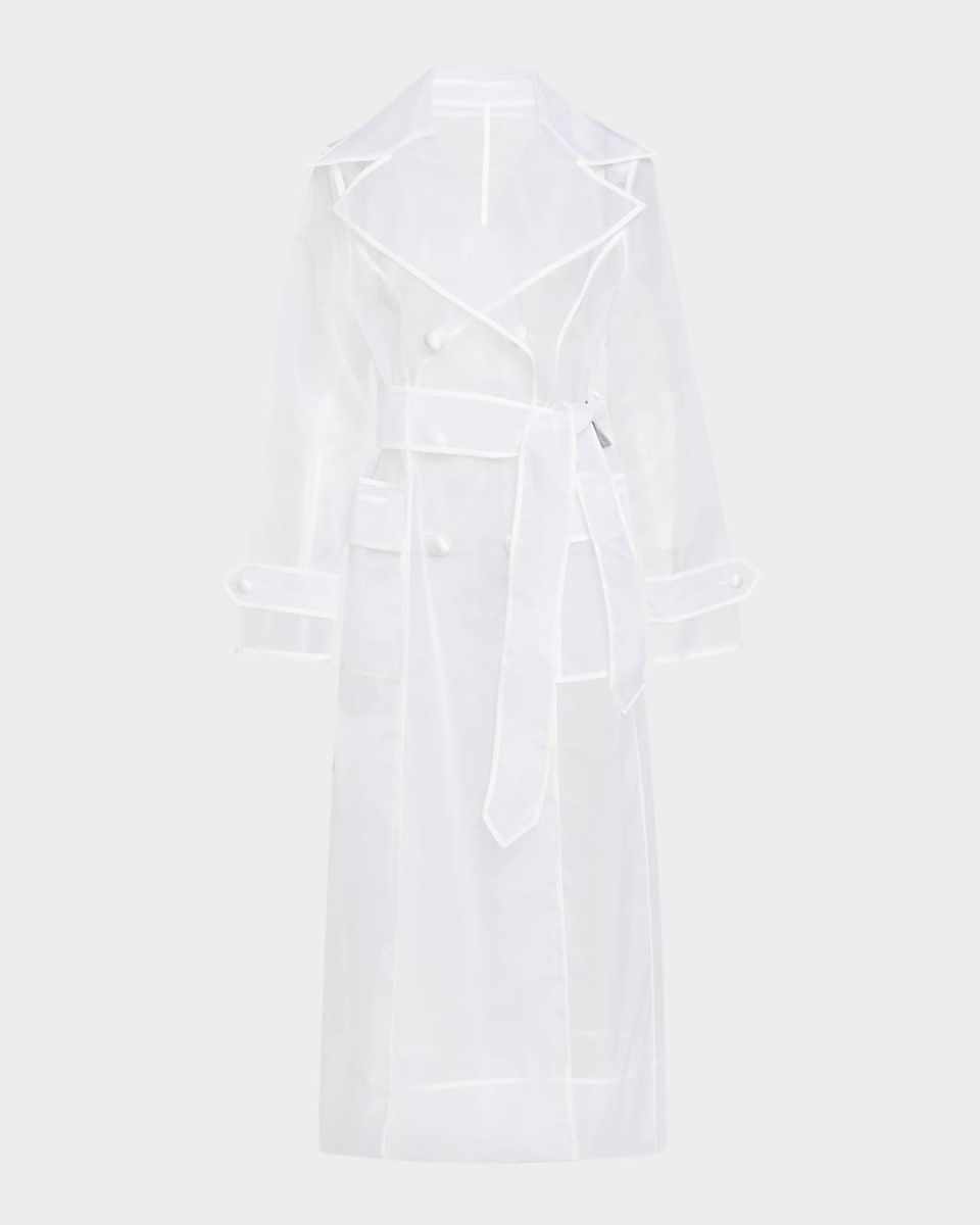Belted Nylon Organza Trench Coat